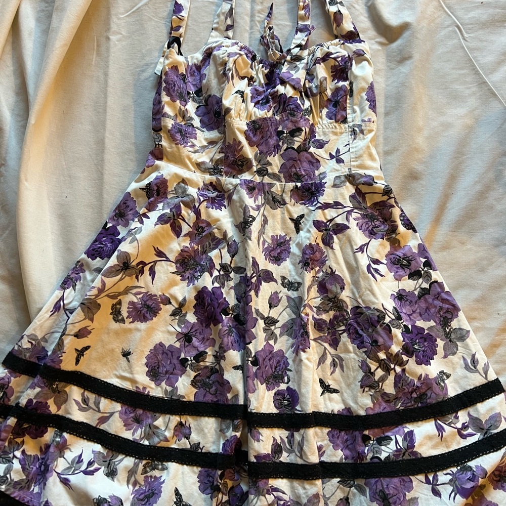 Floral Purple and White Dress